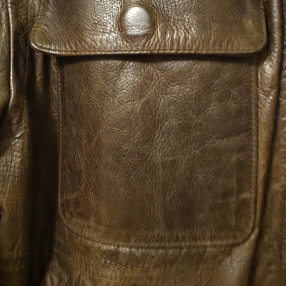 GAP Men's Rich Brown Leather Field Jacket M 21" P2P 24" L - Picture 10 of 11
